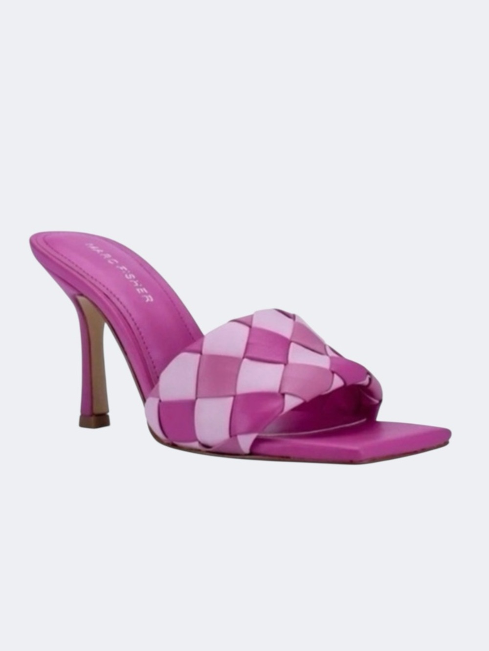 Marc Fisher Darasa Medium Pink Woven Square Toe Slip-on Heeled Sandal Size 7.5